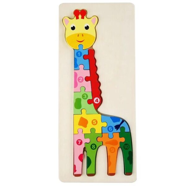Cute Cartoon Number Learning (1-10) Thick Wooden Pieces Framed Jigsaw Puzzle