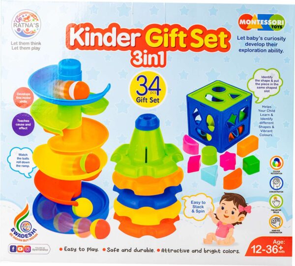 Kinder Gift Set 3in1 (2169) Stack, Sort & Spin infant Toy