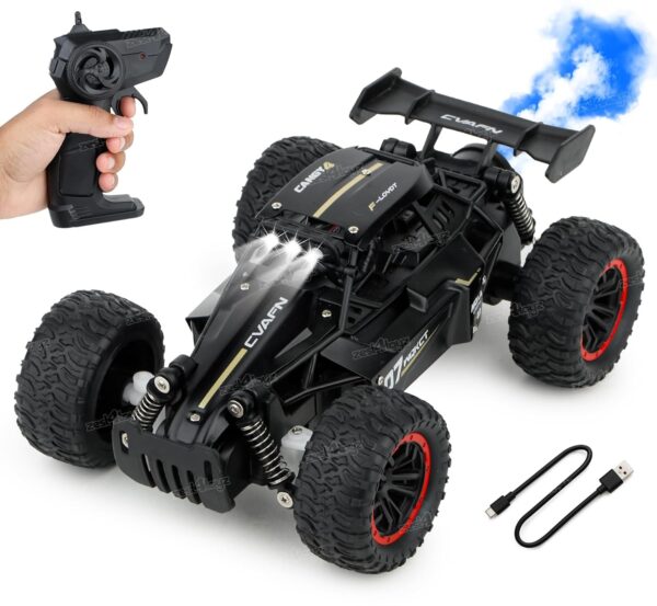 Toystor Remote Control Car Toy for Kids 2WD High Speed RC Car with Mist Spray Effect, Type-C Rechargeable RC Drift Car for Boys and Girls Age 3+ (Black)