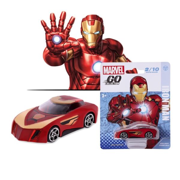 Marvel Iron Man 2 Diecast Rapid Racer Toy Car | 1:64 Diecast Toy Car Go Collection | Ages 3 & Up, Multicolor