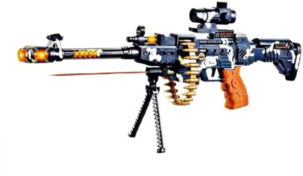 ABS Plastic Musical Army Style Toy Machine Gun for Kids with Vibration【25 Inches】【Pack of 1】【Multi-Colored】