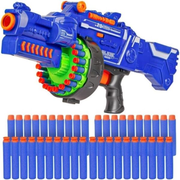 Toystor 40 Pcs Soft Bullet Gun Set for Kids, Automatic & Manual Shooting Toy with 40 Foam Bullets and Suction Darts, Multi-Color Safe Toy for Boys 5+ Years (40 Pcs Hot Blaze Gun)