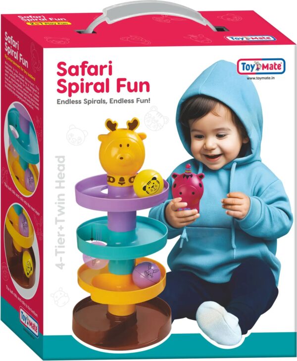 ToyStor Safari Spiral Fun – 4-Tier Jungle Rolling Ball Toy For 12 Months + (Multicolor)